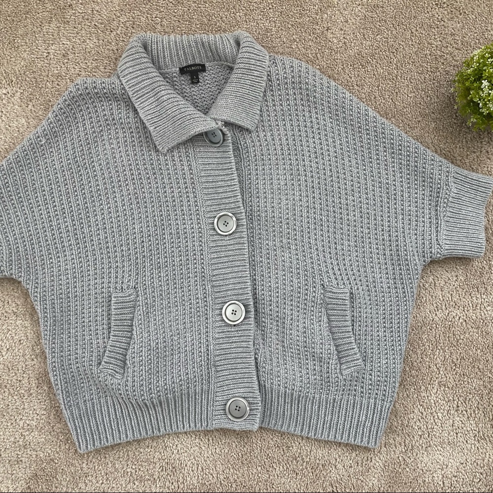 Talbots cotton knit short sleeve jacket/cardigan, Small